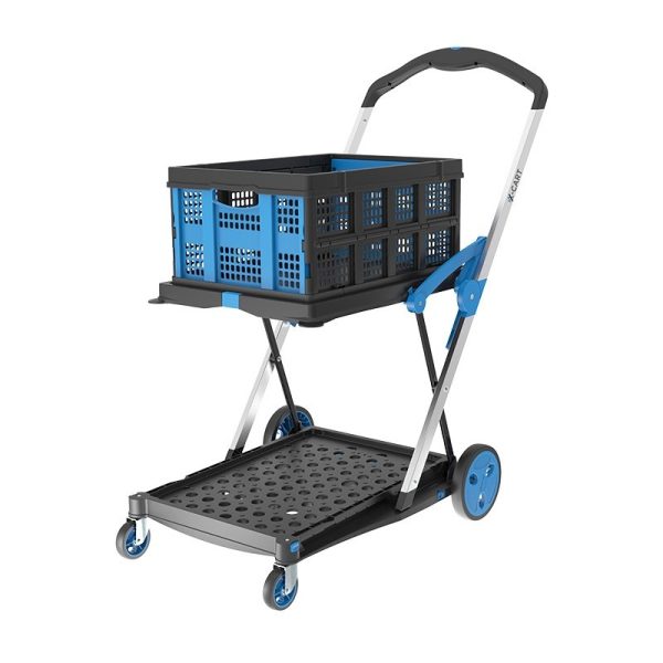 Folding trolley with collapsible basket